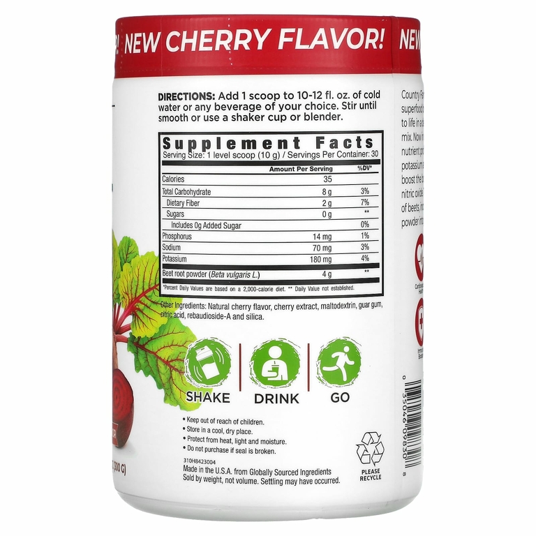 Country Farms, Bounful Beets, экстракт цельной свеклы, вишневый вкус, 300 г (10,6 унции)