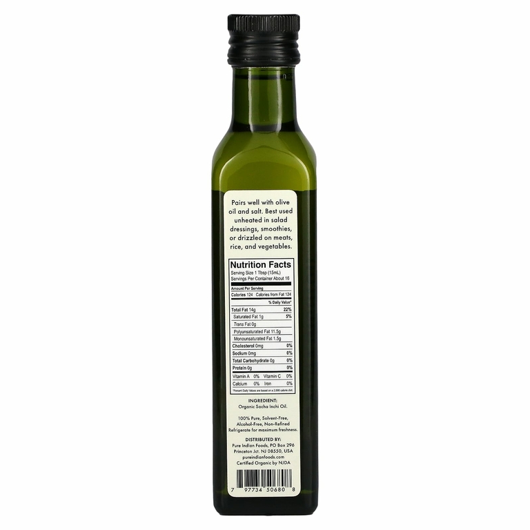 Pure Indian Foods, Органическое масло первого холодного отжима из арахиса инков, 250 мл
