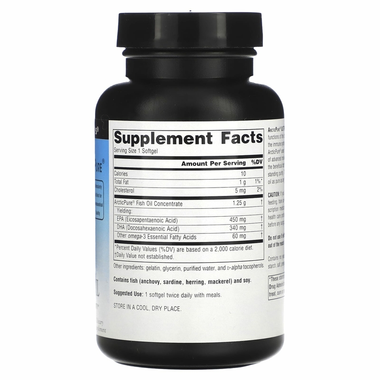 Source Naturals, Arctic Pure, омега-3 и рыбий жир, повышенная эффективность, 850 мг, 60 мягких таблеток