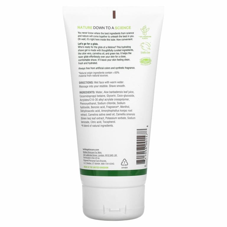 Bulldog Skincare For Men, гель для бритья с натуральными компонентами, 175 мл (5,9 жидк. унций)