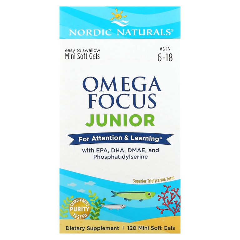 Nordic Naturals, Omega Focus Junior, для детей 6–18 лет, 120 мягких мини-таблеток