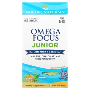 Nordic Naturals, Omega Focus Junior, для детей 6–18 лет, 120 мягких мини-таблеток