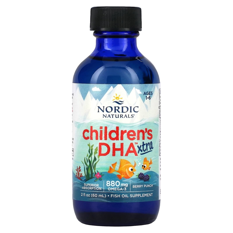 Nordic Naturals, Children's DHA Xtra, для детей возрастом 1–6 лет, вкус ягодного пунша, 880 мг, 60 мл (2 жидк. унции)