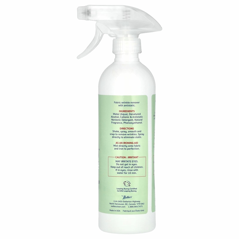 Nellie's, Wrinkle-B-Gone, с антистатиком, лемонграсс, 474 мл (16 жидк. унций)