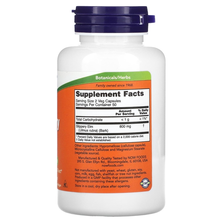NOW Foods, красный вяз, 400 мг, 100 растительных капсул