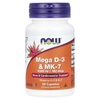 NOW Foods, мега D3 и MK-7, 5000 МЕ / 180 мкг, 60 капсул