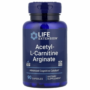 Life Extension, ацетил-L-карнитин аргинат, 90 вегетарианских капсул
