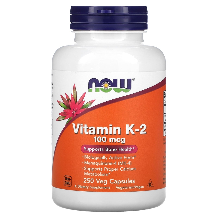 NOW Foods, витамин K-2, 100 мкг, 250 растительных капсул