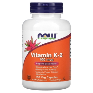 NOW Foods, витамин K-2, 100 мкг, 250 растительных капсул