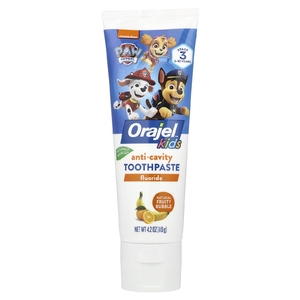 Orajel, Kids, Paw Patrol, зубная паста с фтором, для детей от 2 до 10 лет, натуральные фруктовые пузырьки, 119 г (4,2 унции)