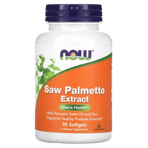 NOW Foods, экстракт серенои, с маслом из семян тыквы и цинком, 160 мг, 90 капсул