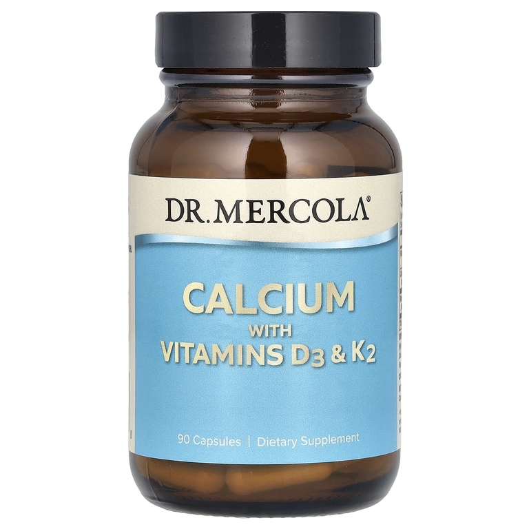 Dr. Mercola, кальций с витаминами D3 и К2, 90 капсул