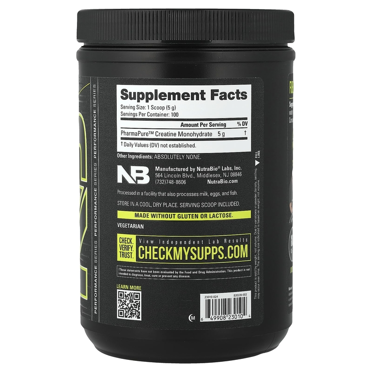 NutraBio, микронизированный моногидрат креатина, 500 г (1,1 фунта)