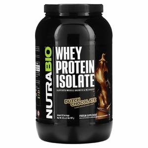NutraBio, Изолят сывороточного протеина, голландский шоколад, 907 г (2 фунта)