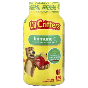 L'il Critters, жевательные таблетки витамина С с цинком и витамином Д для детей, 190 жевательных таблеток