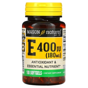 Mason Natural, витамин E, 180 мг (400 МЕ), 100 мягких таблеток