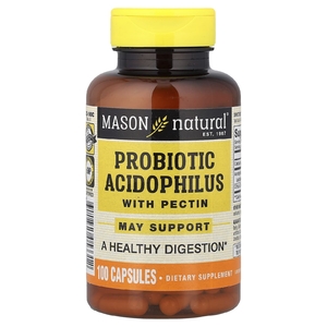 Mason Natural, пробиотик с ацидофильными лактобактериями с пектином, 100 капсул