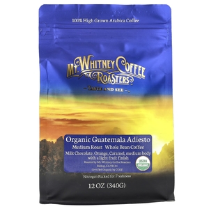 Mt. Whitney Coffee Roasters, органический кофе из цельных зерен, гватемала, средняя обжарка, 340 г (12 унций)