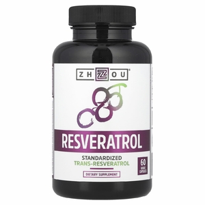 Zhou Nutrition, Ресвератрол, 60 растительных капсул