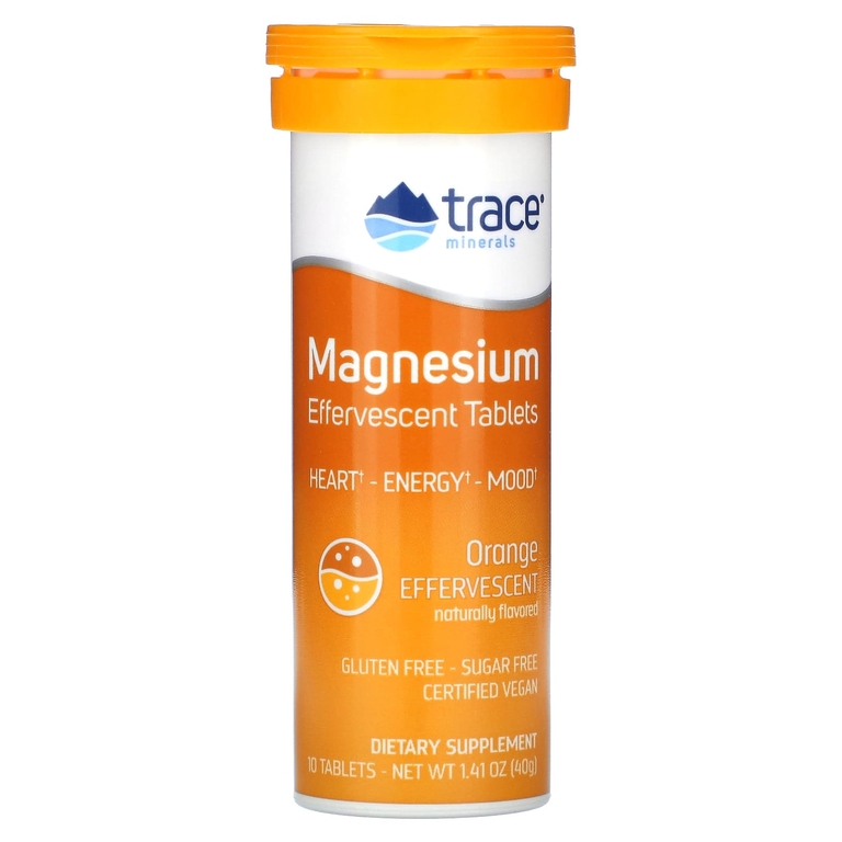 Trace Minerals ®, шипучие таблетки с магнием, апельсин, 8 туб, по 10 таблеток в каждом