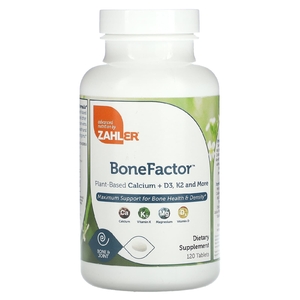 Zahler, BoneFactor, растительный кальций, витамины D3 и K2, 120 таблеток