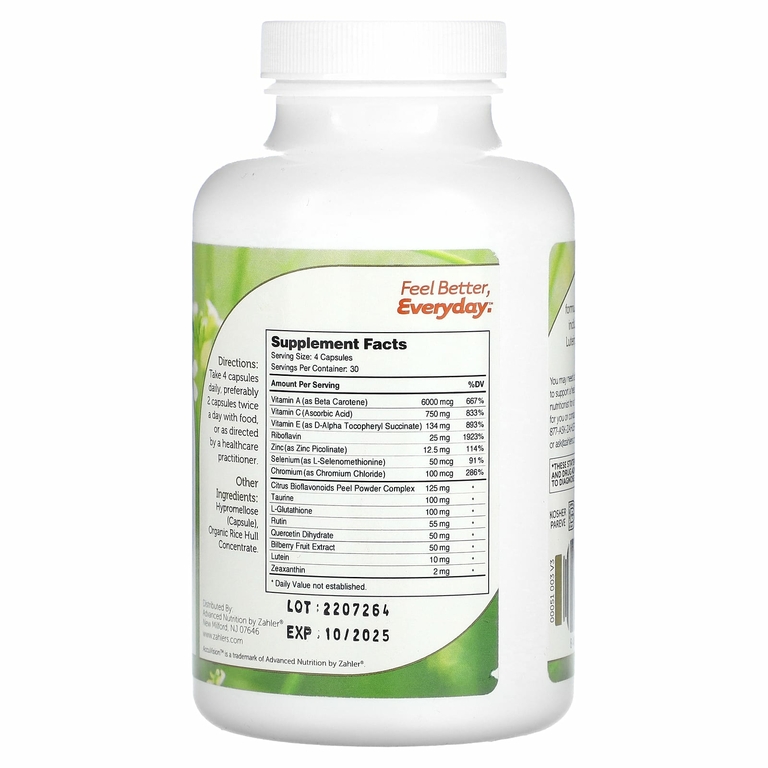 Zahler, AccuVision, улучшенная формула для здоровья глаз, 120 капсул