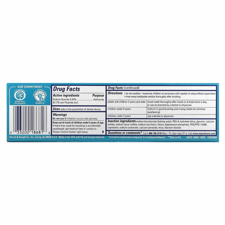 Arm & Hammer, Enamel Defense, зубная паста с фтором, свежая мята, 121 г (4,3 унции) (Товар снят с продажи) 