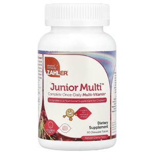 Zahler, Junior Multi ™, мультивитаминный комплекс для приема один раз в день, натуральная вишня, 90 жевательных таблеток