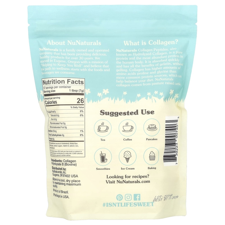 NuNaturals, Пептиды коллагена, 397 г (14 унций)