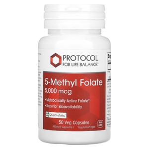 Protocol for Life Balance, 5-метилфолат, 5000 мкг, 50 растительных капсул