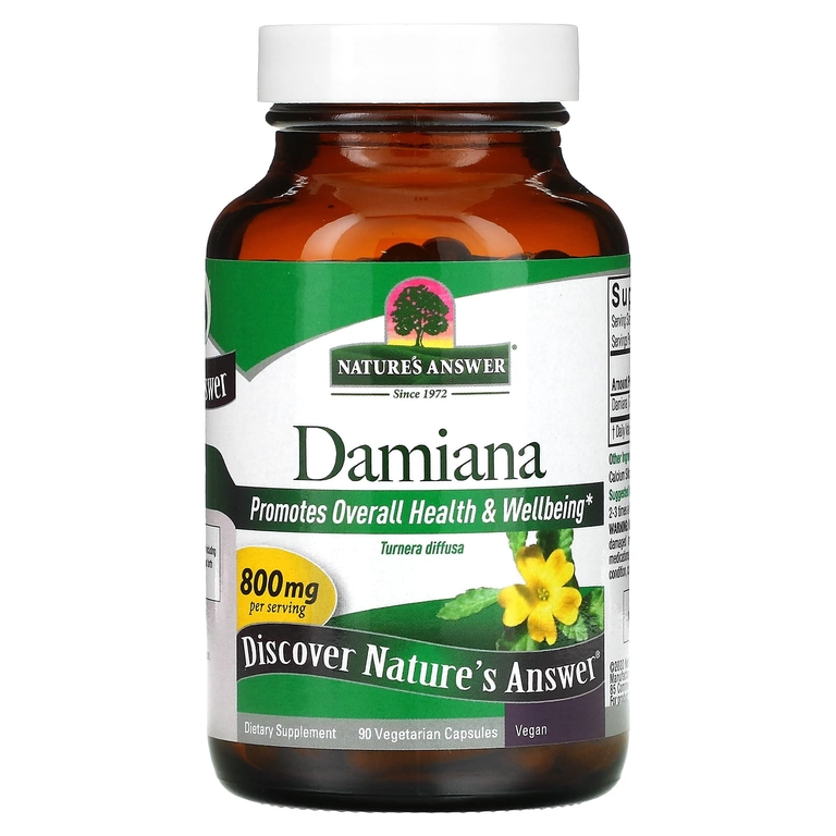 Nature's Answer, Damiana, 800 мг, 90 вегетарианских капсул (400 мг на капсулу)