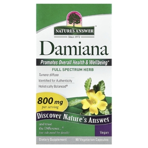 Nature's Answer, дамиана, 90 вегетарианских капсул (400 мг в 1 капсуле)