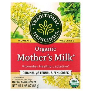 Traditional Medicinals, Organic Mother's Milk®, оригинальный продукт с фенхелем и пажитником, без кофеина, 32 чайных пакетика в упаковке, 56 г (1,98 унции)