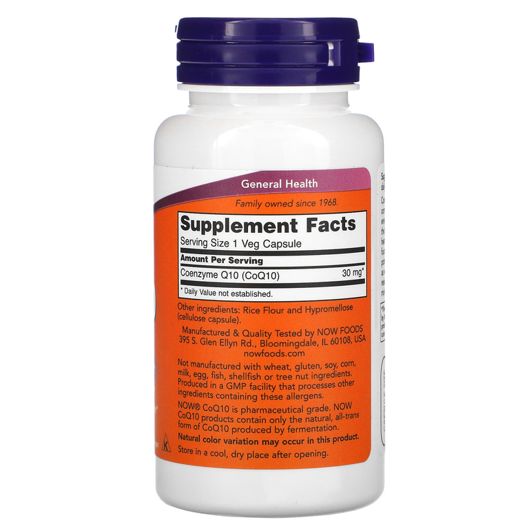 NOW Foods, коэнзим Q10, 30 мг, 120 растительных капсул