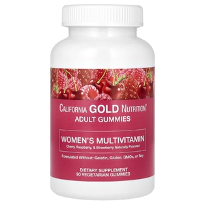 California Gold Nutrition, жевательные мультивитамины для женщин, со вкусом вишни, клубники и малины, 90 жевательных таблеток
