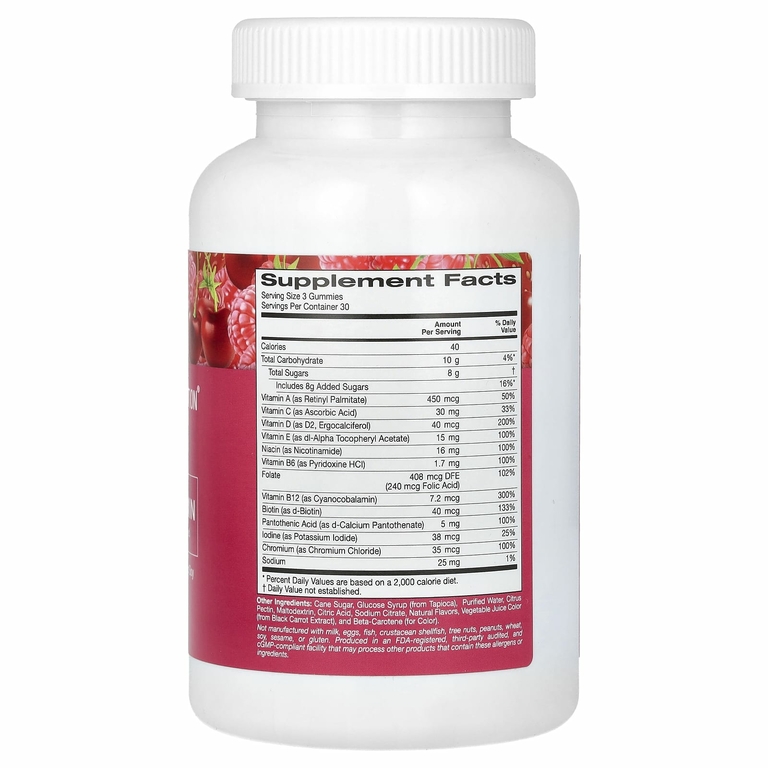 California Gold Nutrition, жевательные мультивитамины для женщин, со вкусом вишни, клубники и малины, 90 жевательных таблеток