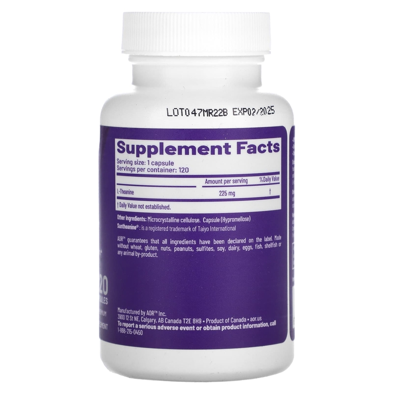 Advanced Orthomolecular Research AOR, Zen Theanine ™, 225 мг, 120 капсул (Товар снят с продажи) 