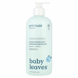 ATTITUDE, Baby Leaves Science, натуральный шампунь и гель для душа «2-в-1», миндальное молоко, 473 мл