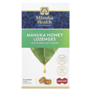 Manuka Health, Леденцы с медом Manuka, прополис, MGO 400+, 15 леденцов