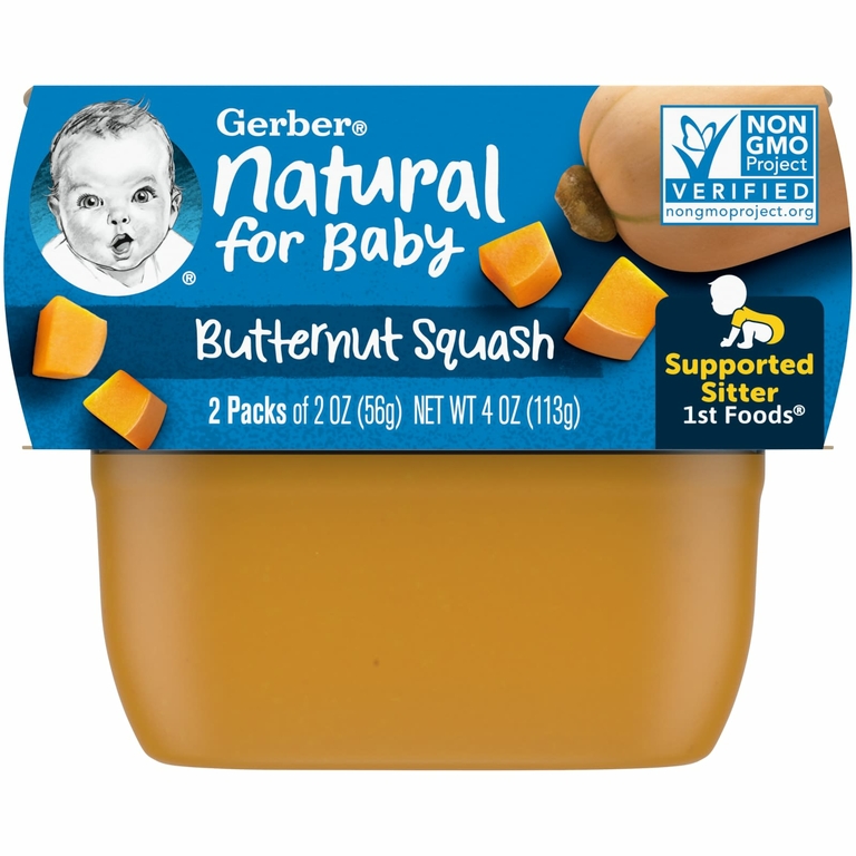Gerber, пюре из мускатной тыквы, 2 баночки в упаковке, по 56 г (2 унции) каждая