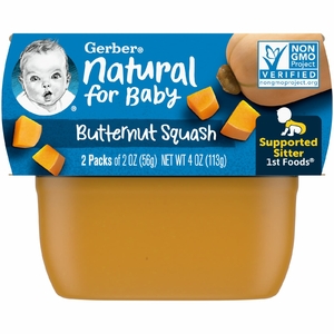 Gerber, пюре из мускатной тыквы, 2 баночки в упаковке, по 56 г (2 унции) каждая