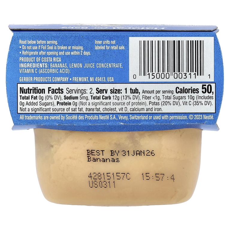 Gerber, Natural for Baby, 1st Foods®, со вкусом банана, 2 пакетика по 56 г (2 унции)