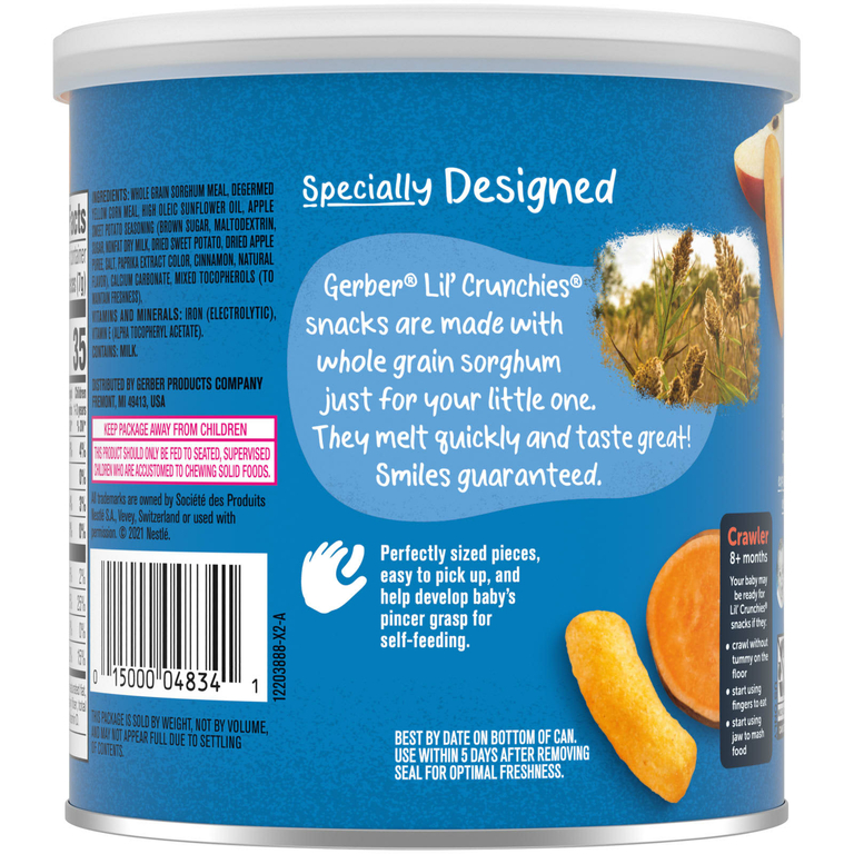 Gerber, Snacks for Baby, Lil 'Crunchies, снек из запеченного зерна, для детей от 8 месяцев, яблоко и батат, 42 г (1,48 унции)