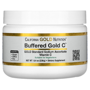 California Gold Nutrition, Buffered Gold C, некислый витамин C в порошке, аскорбат натрия, 238 г (8,40 унции)