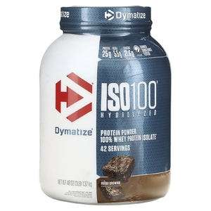 Dymatize, ISO100, гидролизованный, 100% изолят сывороточного протеина, со вкусом брауни с помадкой, 1,37 кг (3 фунта)