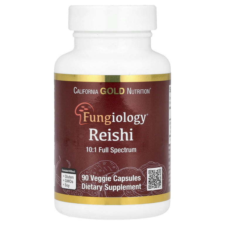 California Gold Nutrition, рейши (Ganoderma lucidum), полный спектр действия, сертифицированный органический продукт, 90 растительных капсул