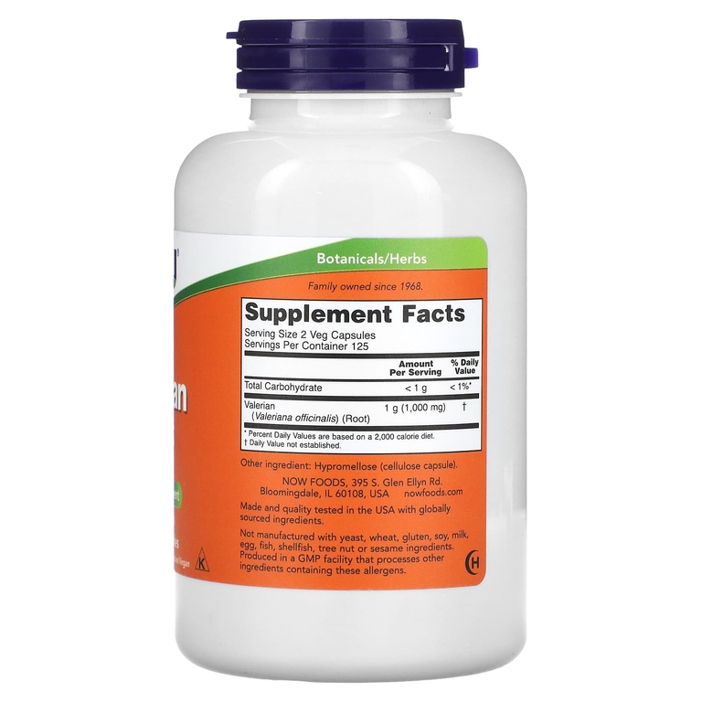 NOW Foods, корень валерианы, 500 мг, 250 растительных капсул