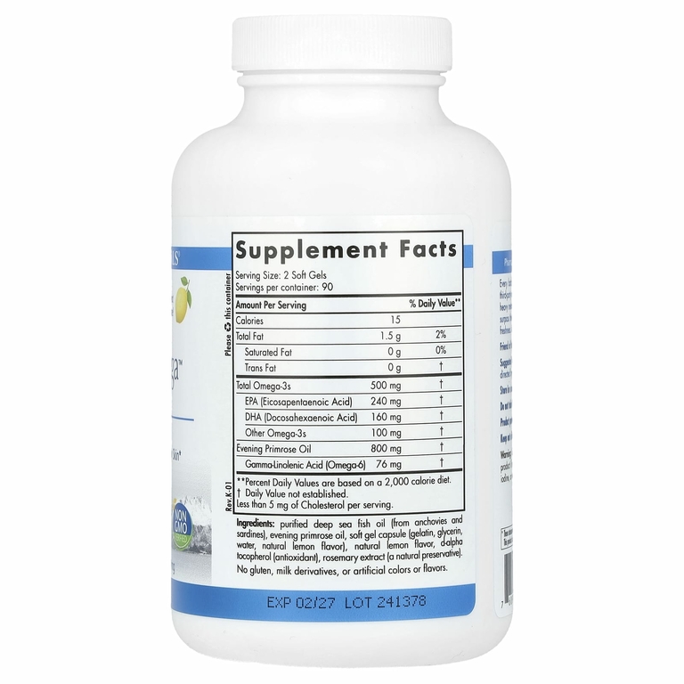 Nordic Naturals, Balanced Omega™, со вкусом лимона, 830 мг, 180 капсул (415 мг в 1 капсуле)