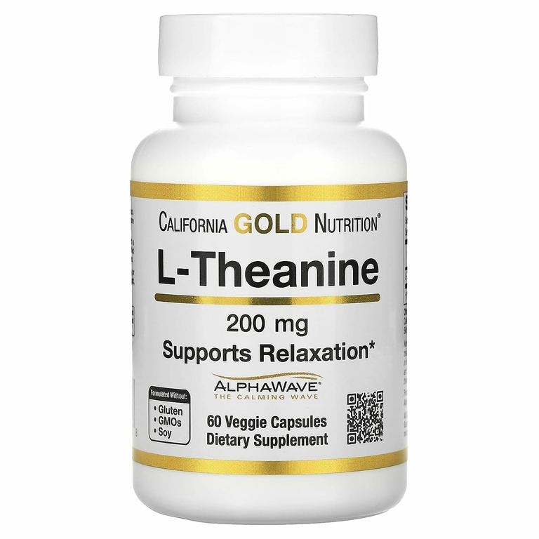 California Gold Nutrition, L-теанин, с AlphaWave, 200 мг, 60 растительных капсул