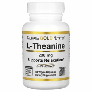 California Gold Nutrition, L-теанин, с AlphaWave, 200 мг, 60 растительных капсул